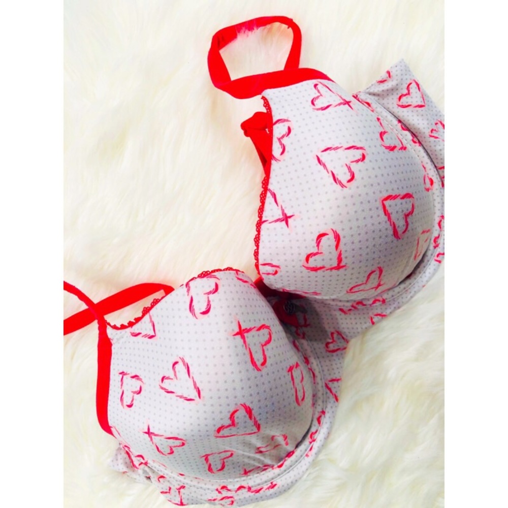 VS Demi Heart Red & White Pushup Bra✨36D